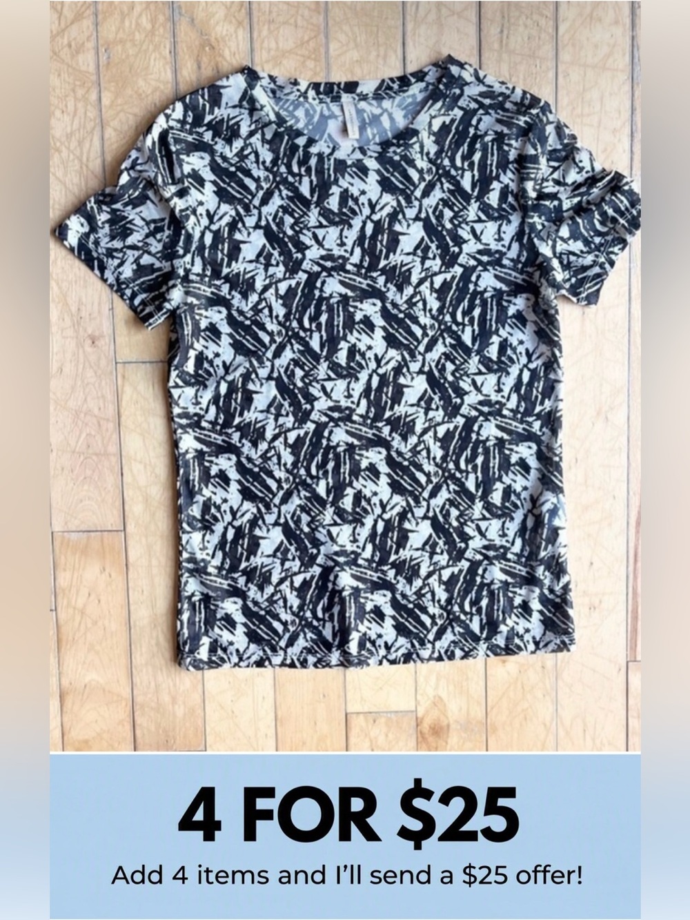 Soya concept Soyaconcept Sheer Abstract Brushstroke Short-Sleeve Top Size Large